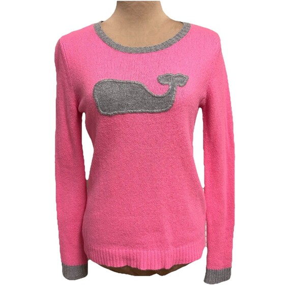Vineyard Vines Lambswool Cashmere Angora Blend Pink Whale Sweater Sz S Preppy - Picture 1 of 12